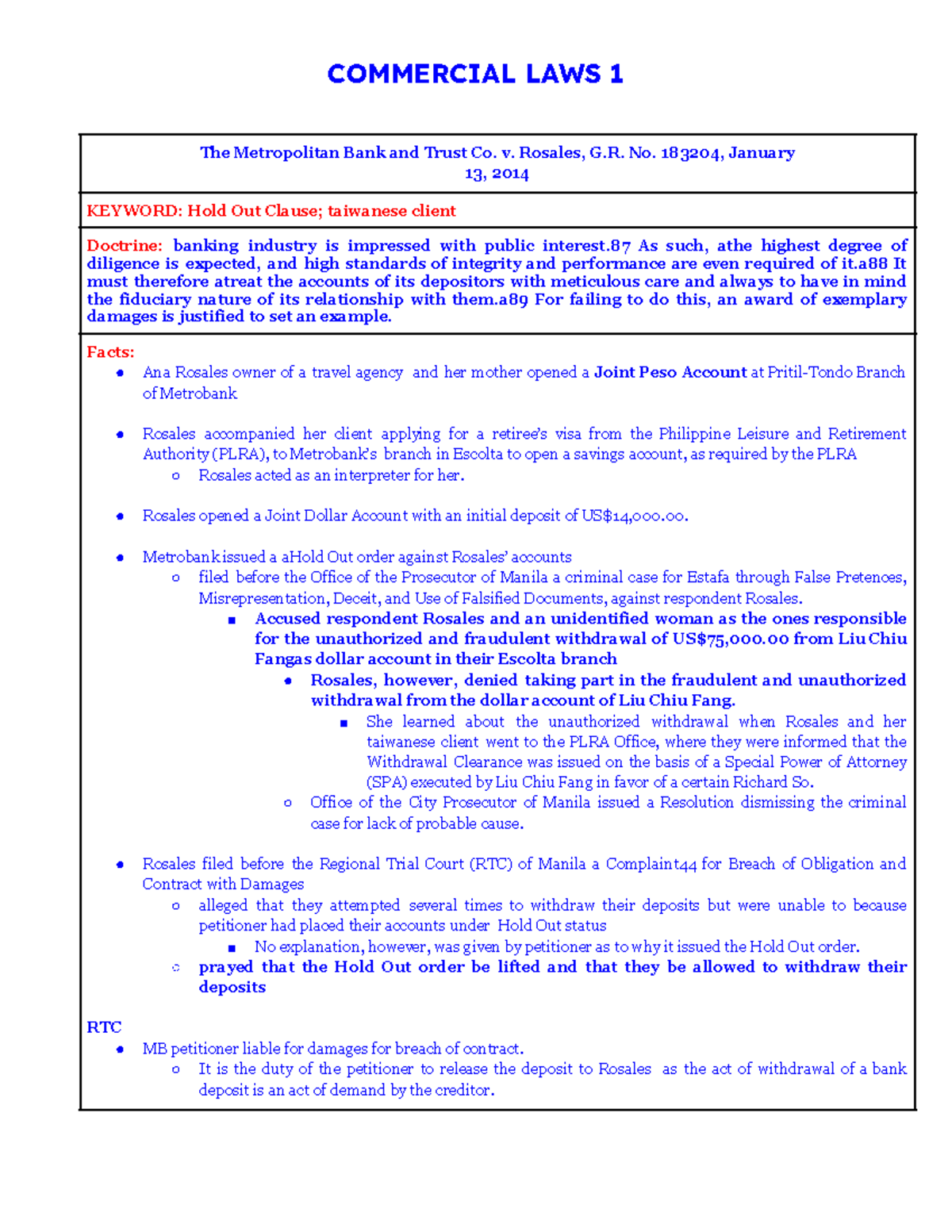 COMMERCIAL LAWS 1 Case Digests: Key Rulings and Doctrines - Studocu