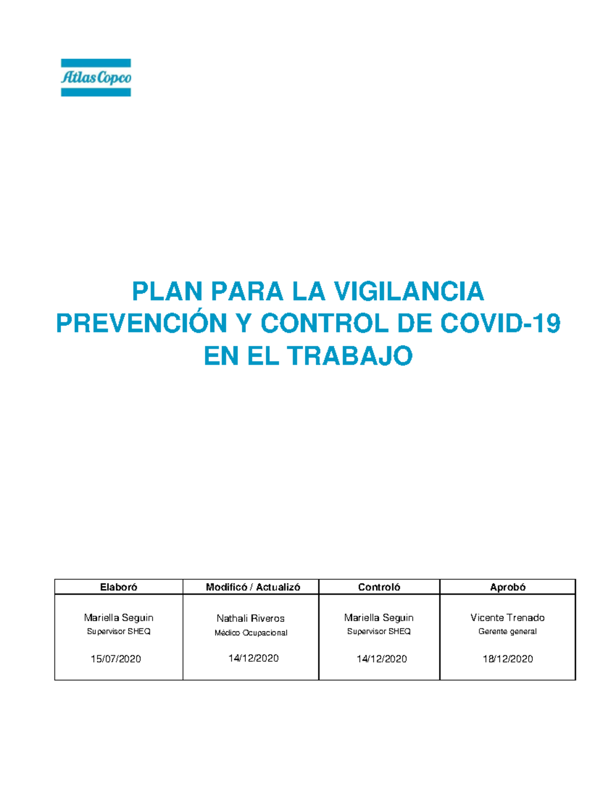 Plan para la vigilancia, prevención y control de Covid-19 en el trabajo ...