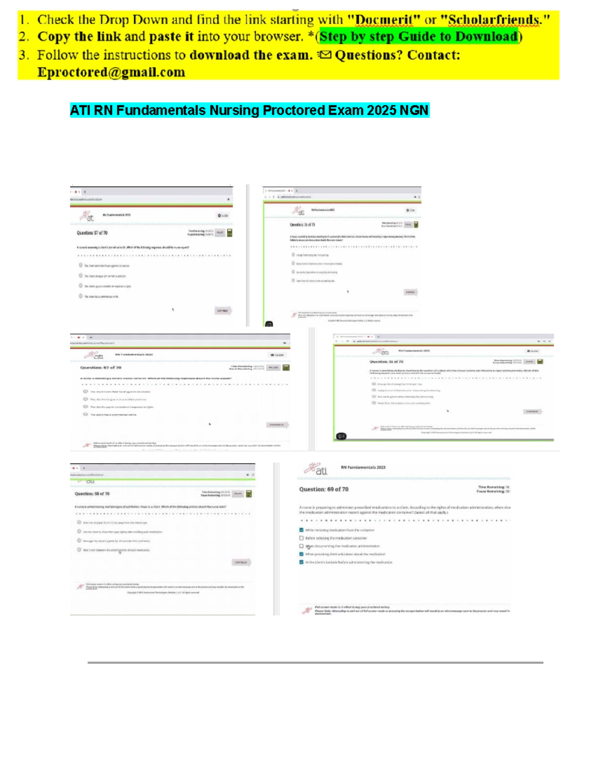 Complete ATI RN Fundamentals Proctored Exam 2025 NGN - 70 Q&A for ...