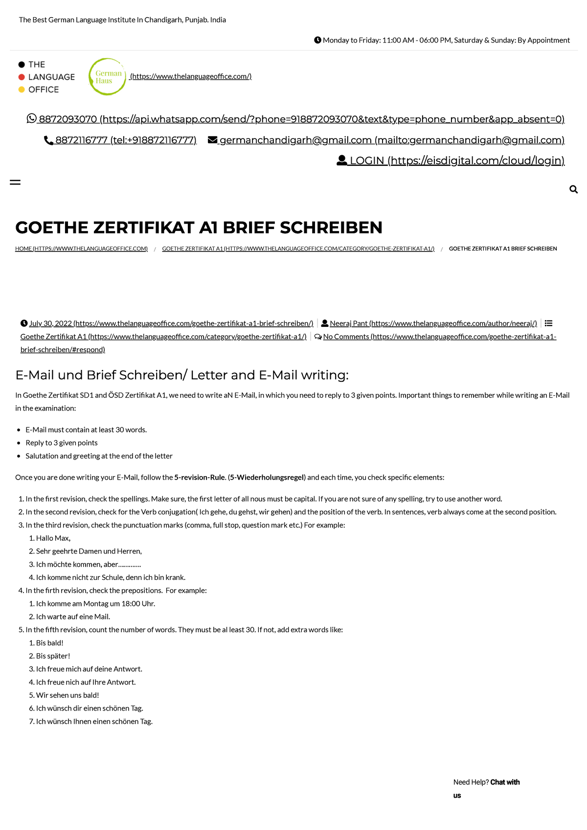 Goethe Zertifikat A1 E Mail Und Brief Schreiben Tipps Studocu