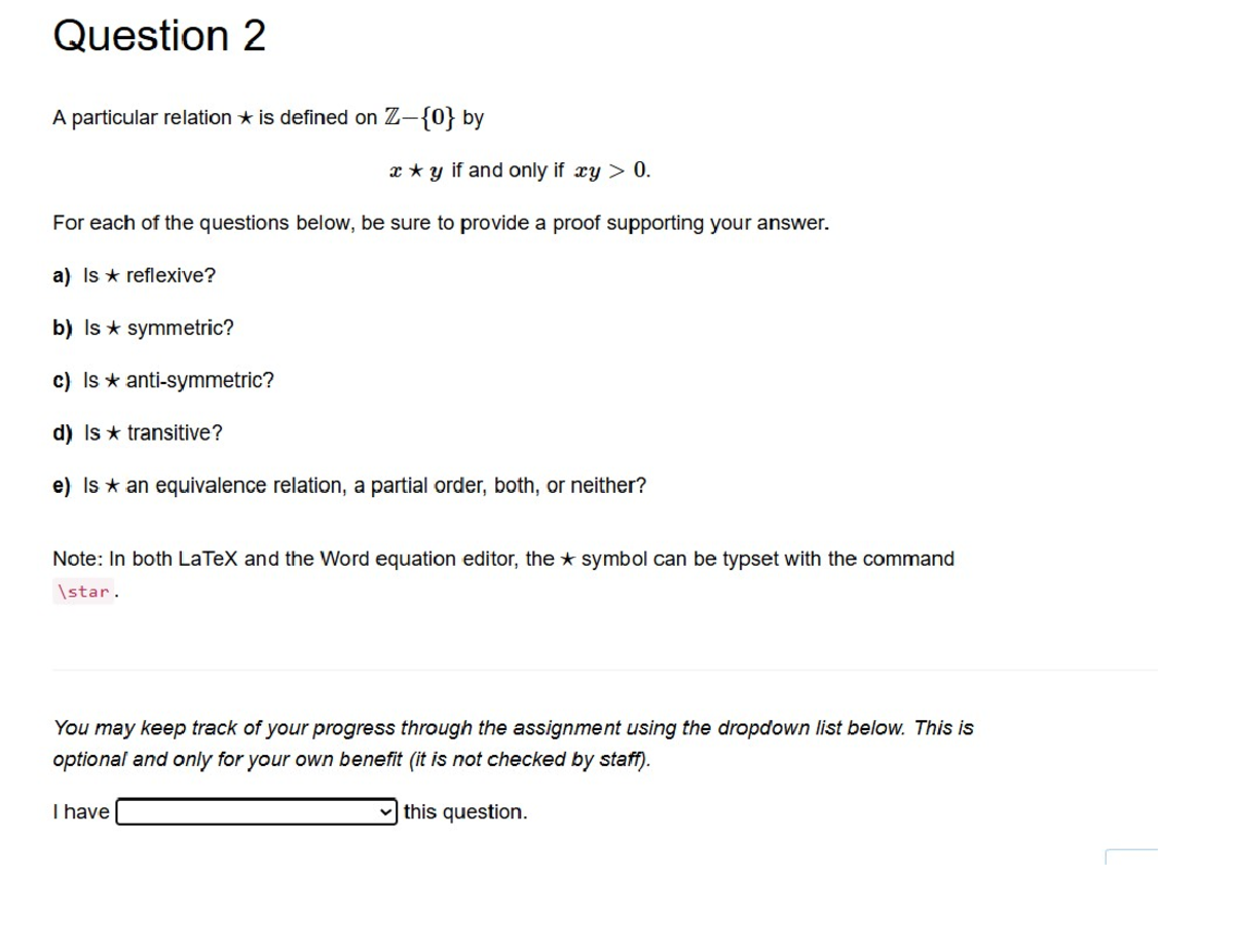 MATH1081 Assignment Q2: Proofs of Relation Properties - Studocu