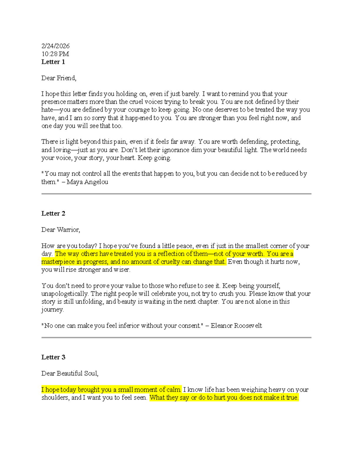 Letters of Encouragement: A Collection of Supportive Messages - Studocu