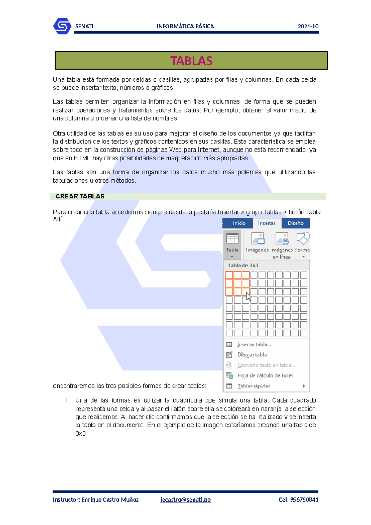 Tablas y su Creación en INFORMÁTICA BÁSICA - SENATI 2021/22 - Studocu