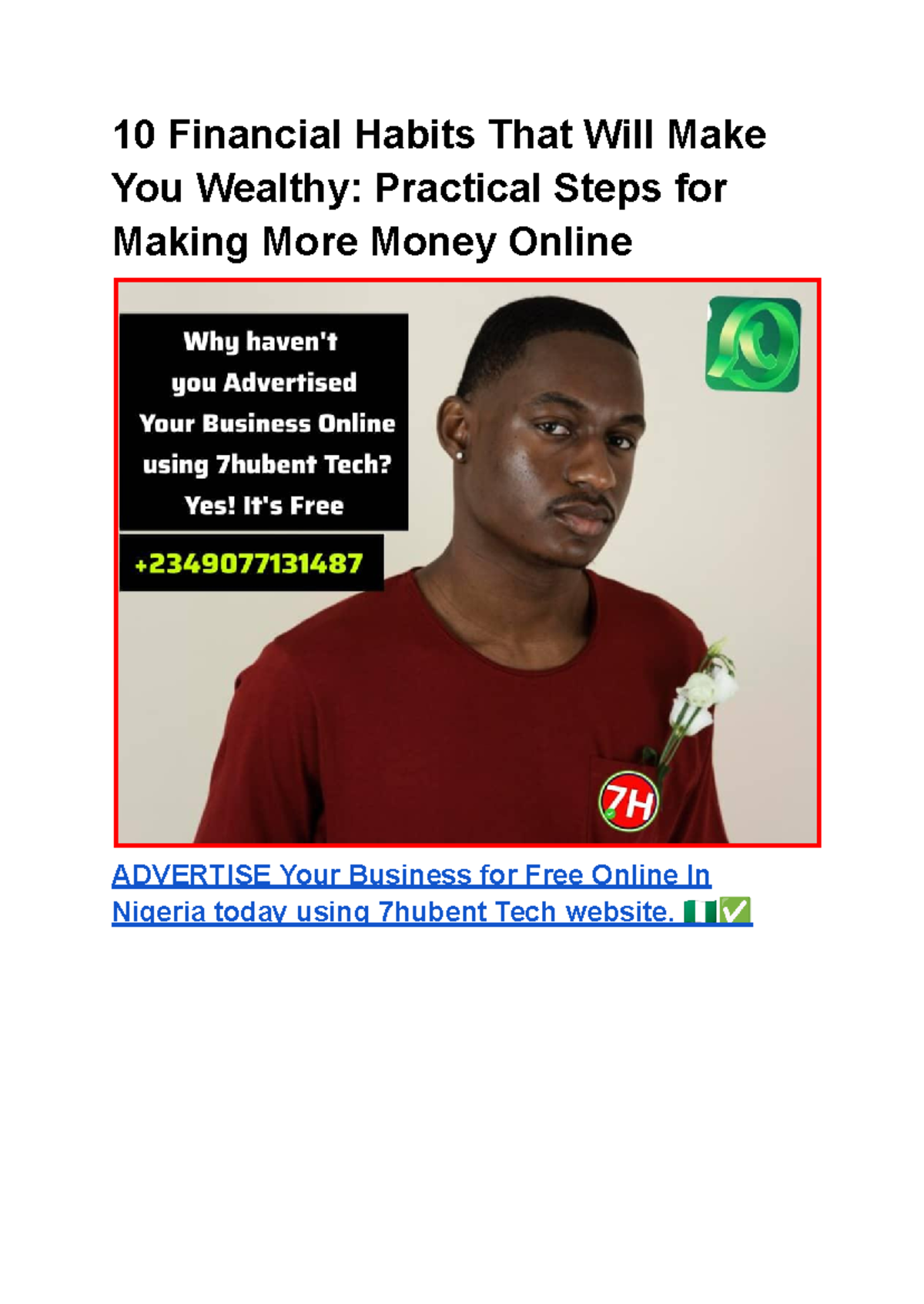 10 Financial Habits That Will Make You Wealthy- Practical Steps for ...