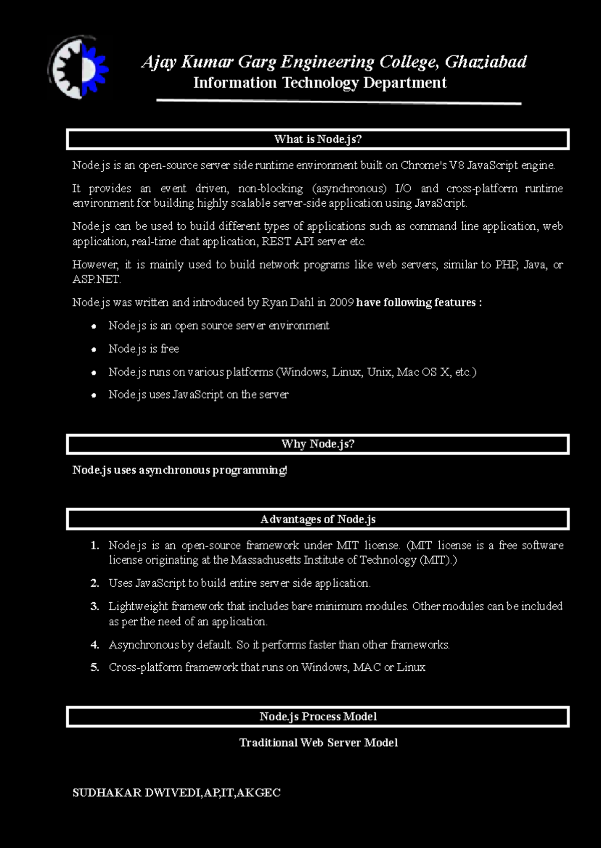 Node.js and MongoDB Complete Notes for Unit 4 - Web Technology AKTU ...