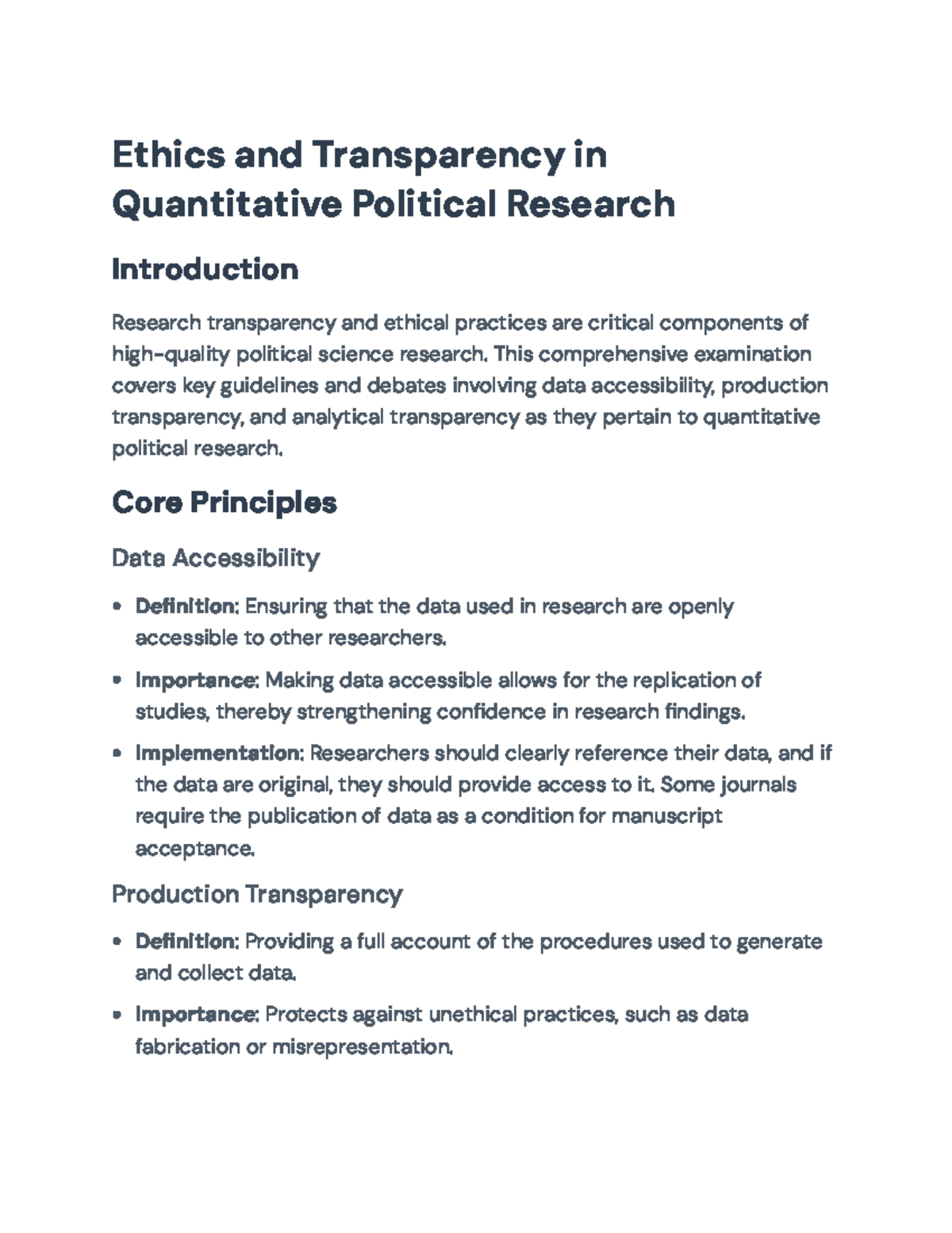 Ethics & Transparency in Quantitative Political Research Analysis ...