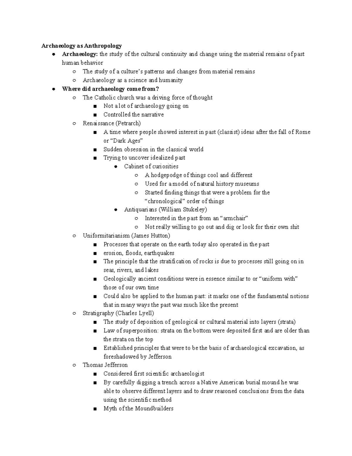 Archaeology Study Guide: Key Concepts and Contributions in Anthro 101 ...