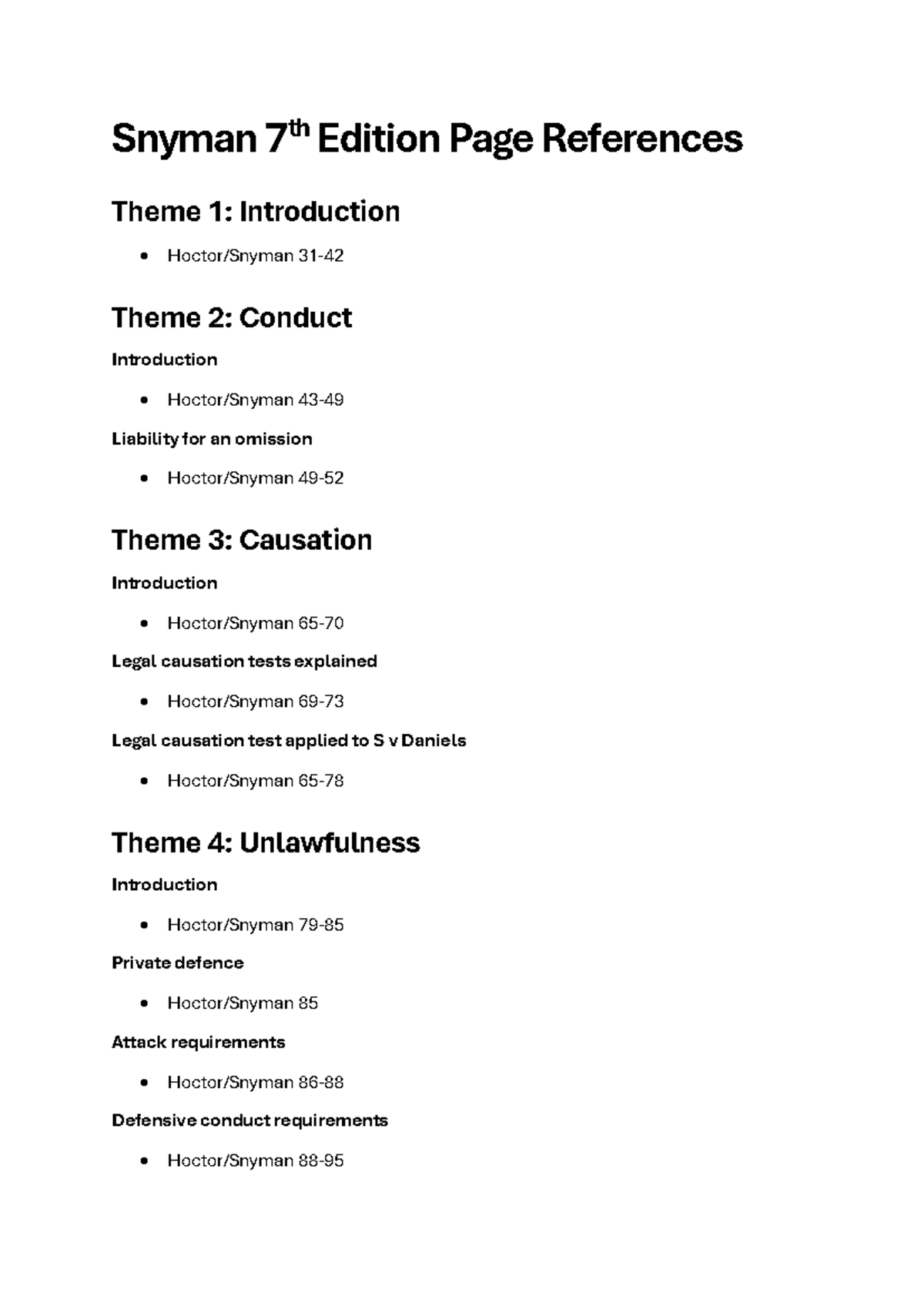 7th Edition Page References - Snyman 7 th Edition Page References Theme ...