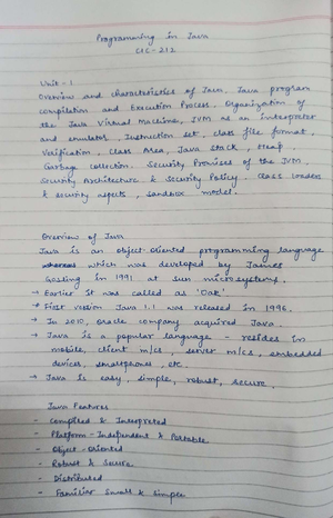 Advanced Java Programming Notes: Unit 1 Overview and Concepts - Studocu