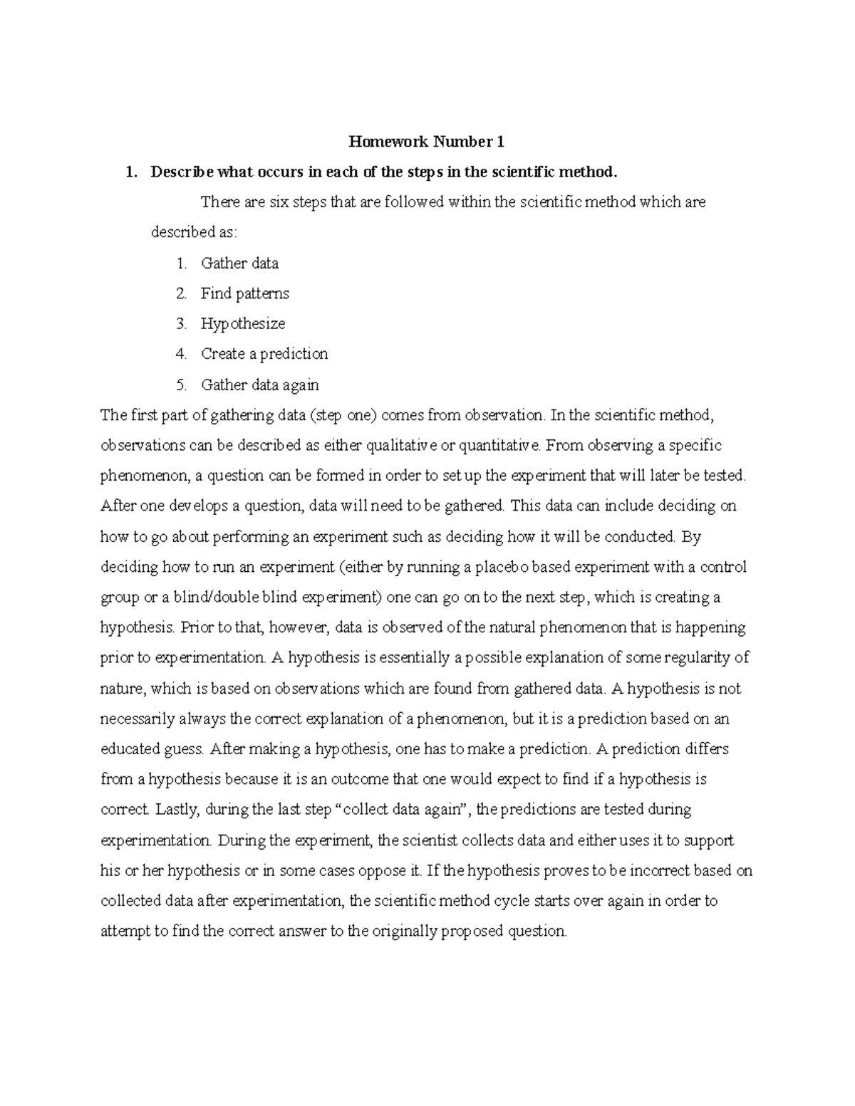 HW 1 - Understanding the Scientific Method and its Processes - Studocu