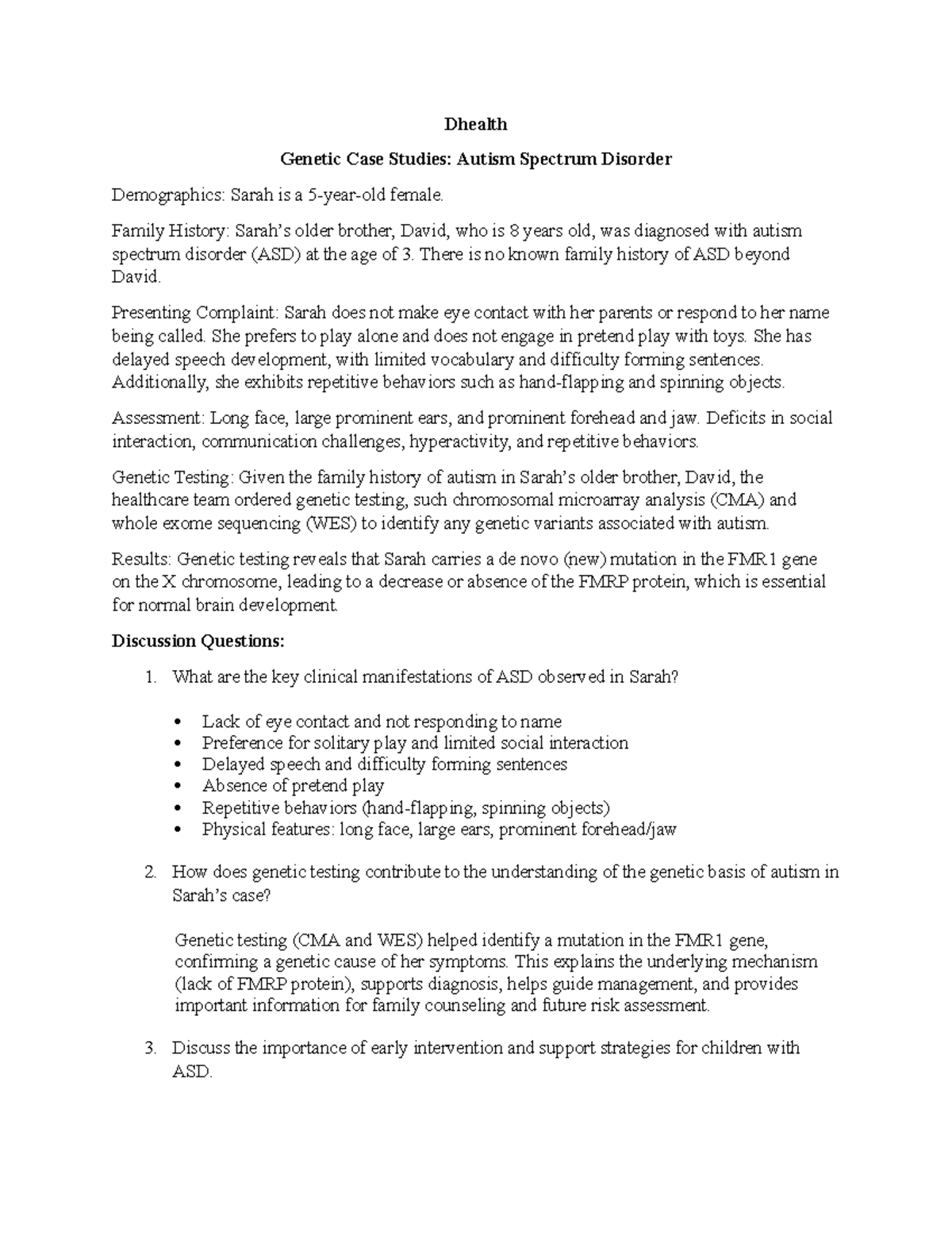 Genetic Case Studies: ASD & DMD Analysis and Findings - Studocu