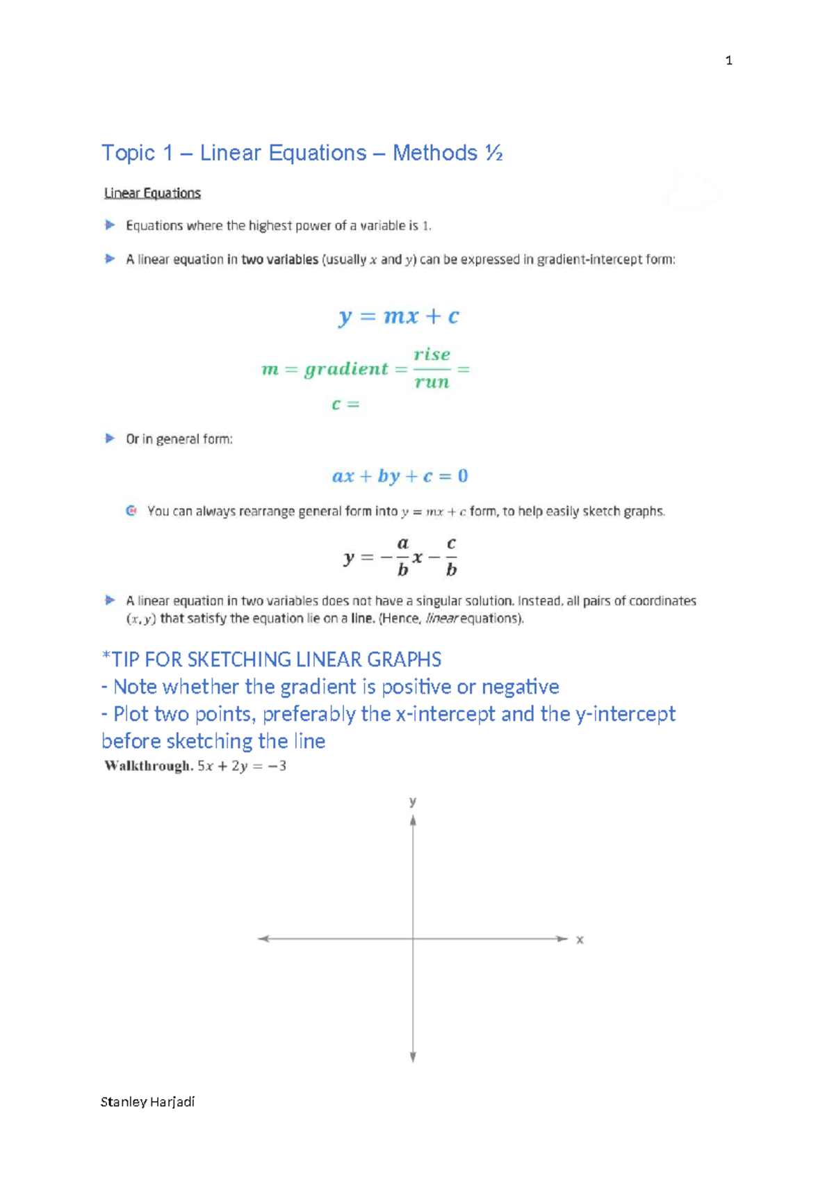 Methods Unit 12: Linear Equations & Graphing Techniques - Studocu