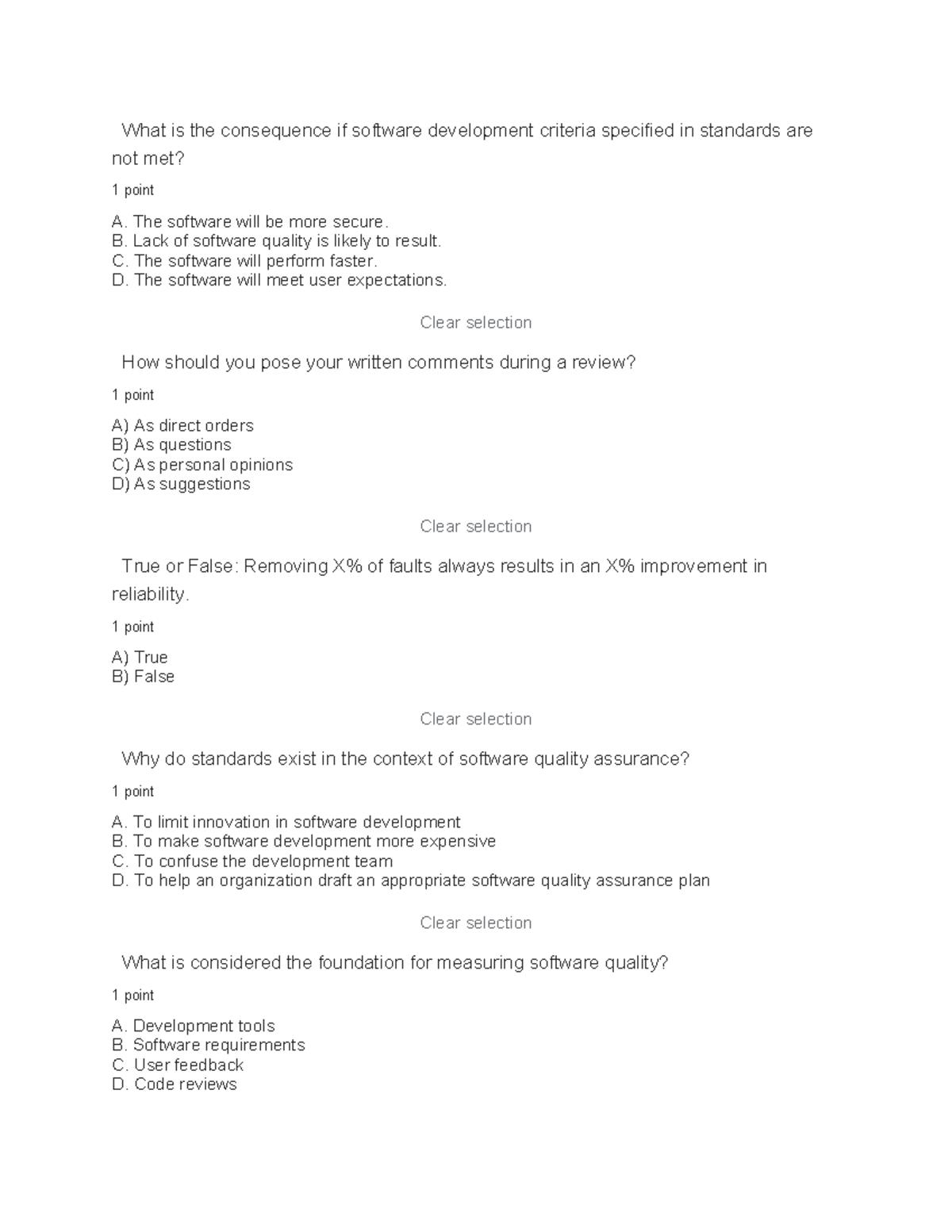 Tester Software Quality Assurance Quiz: Key Concepts and Standards ...