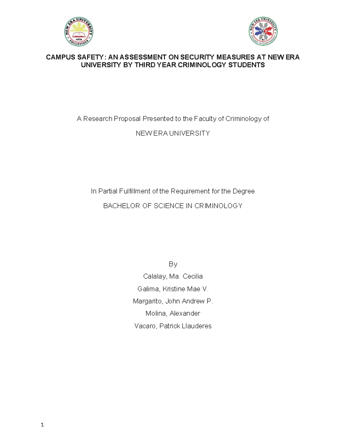 CAMPUS SAFETY ASSESSMENT: SECURITY MEASURES FOR CRIMINOLOGY STUDENTS ...