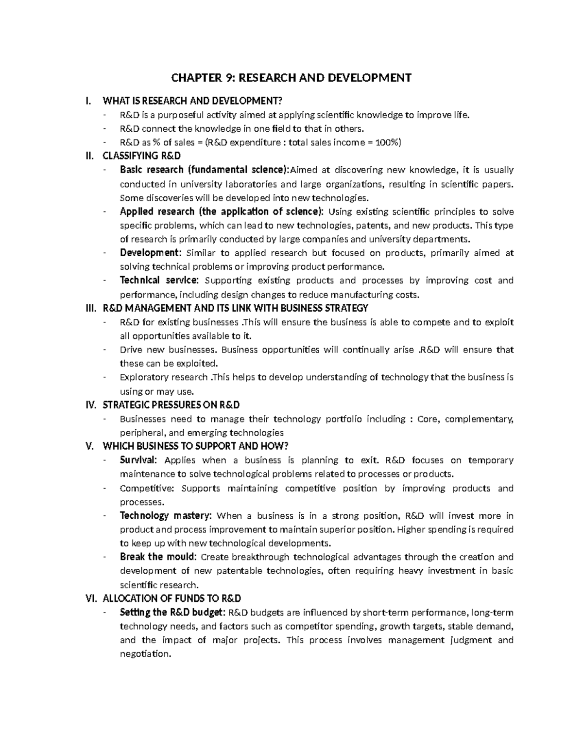Chapter 9 và10 IN - Innovation - CHAPTER 9: RESEARCH AND DEVELOPMENT I ...