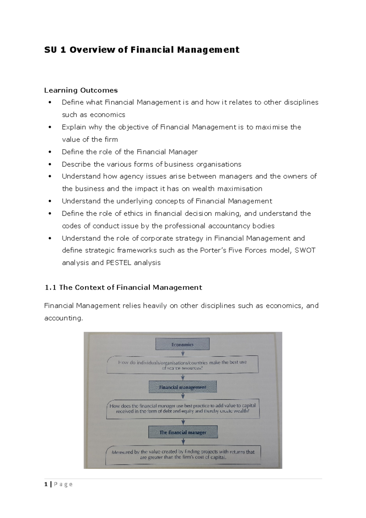 FIN MAN DEG Workbook 1 and Solutions - SU 1 Overview of Financial ...