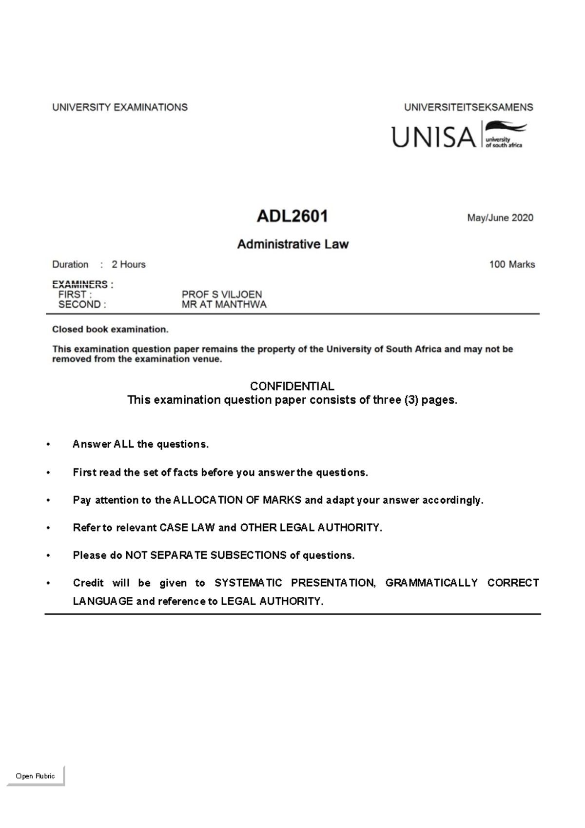 Adl 2020 - Administrative Law Notes - &21),'(17,$/ - Studocu
