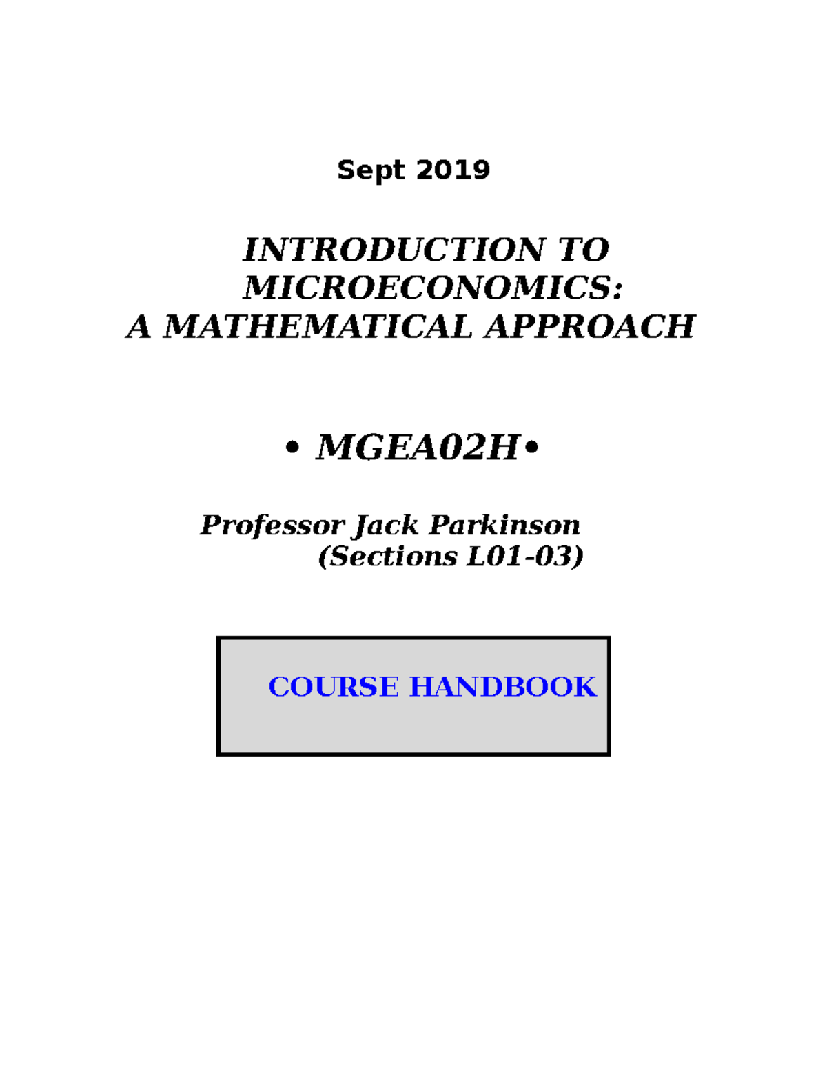 Handbook - Sept 2019 INTRODUCTION TO MICROECONOMICS: A MATHEMATICAL ...
