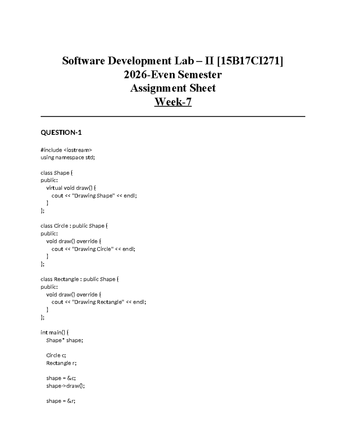 Software Development Lab II: Semester Assignment Overview - Studocu
