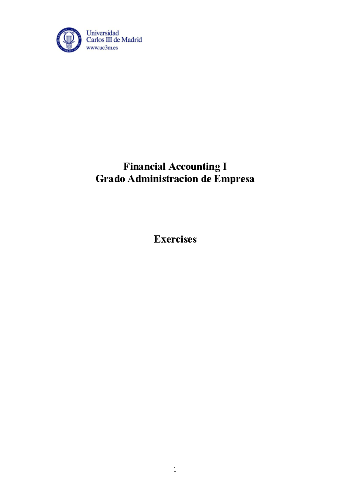 Financial Accounting I: Exercises for Chapter 1 Concepts and ...
