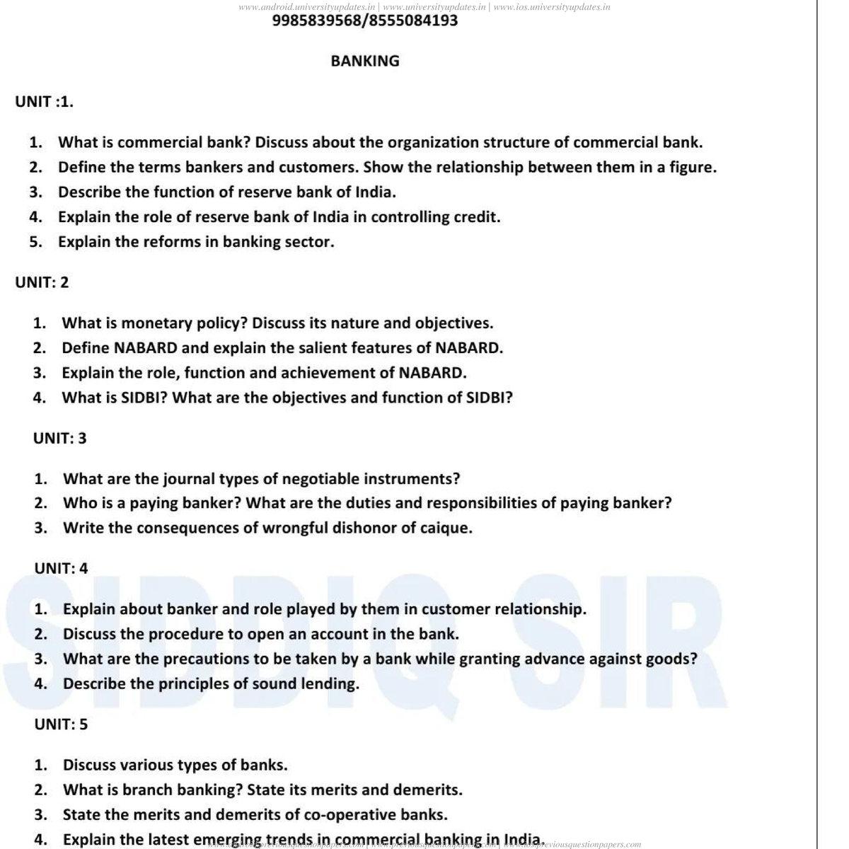 Banking Important Questions - BANKING UNIT :1. 1. What is commercial ...