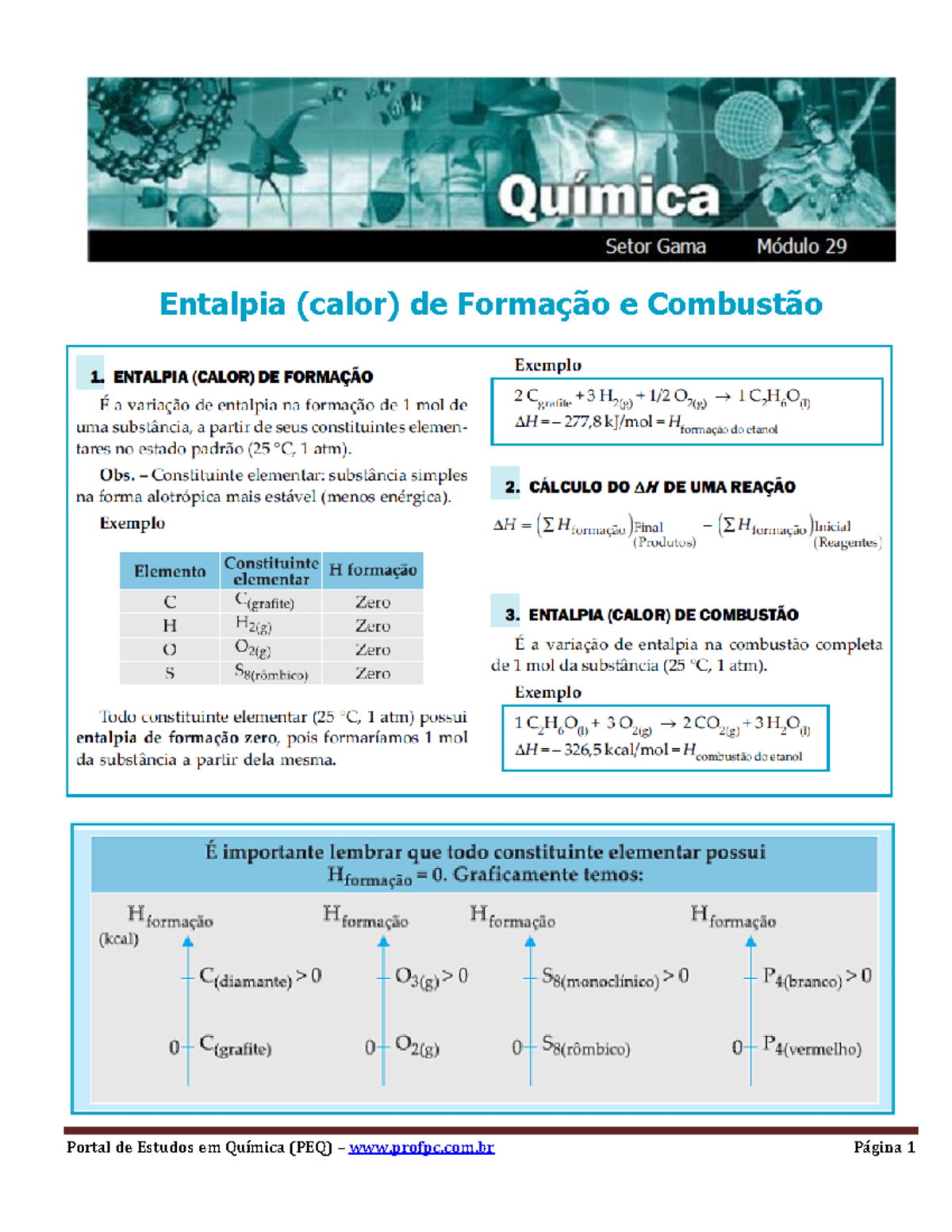 Prática de Exercícios sobre Entalpia de Formação e Combustão - Gama ...