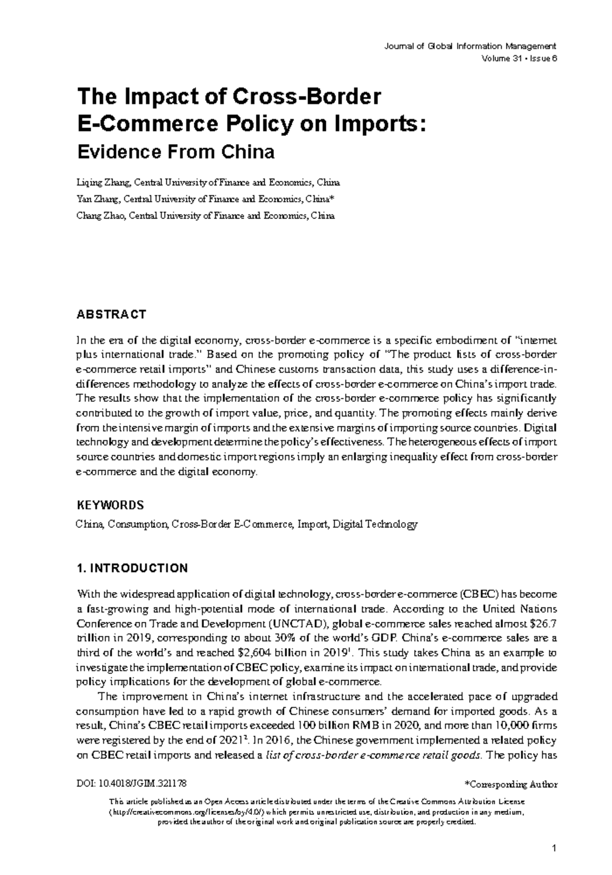The Impact of CBEC Policy on Imports in China: Evidence and Analysis ...