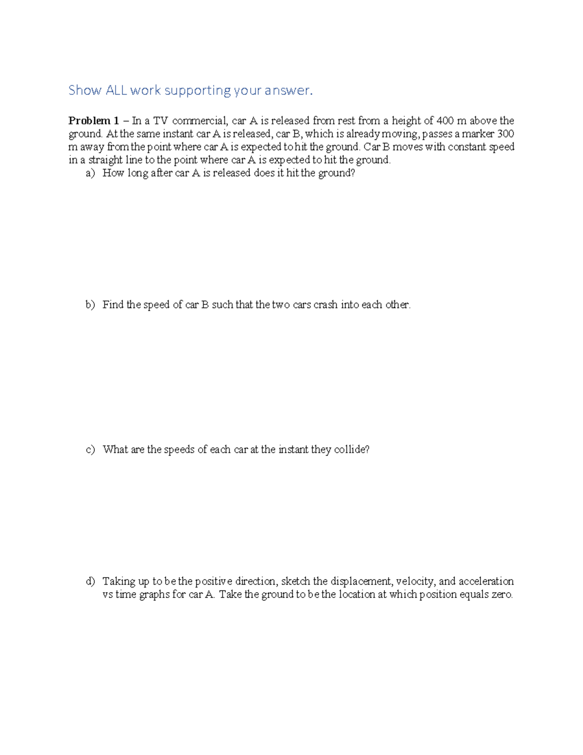 141 - Sample Exam 1: Physics Problems and Concepts - Studocu