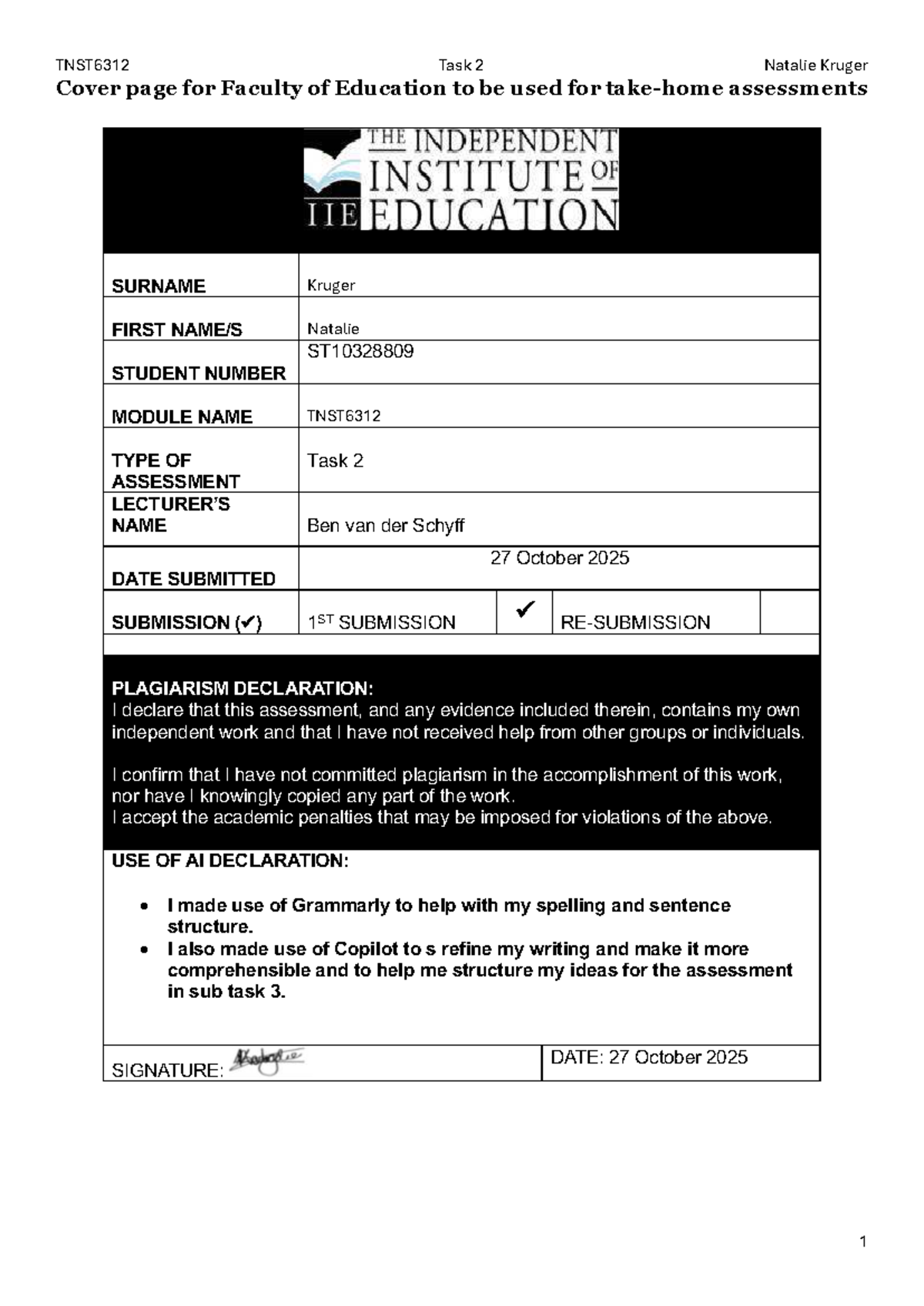 TNST6312 Task 2: Assessment Strategies in Natural Science & Technology ...