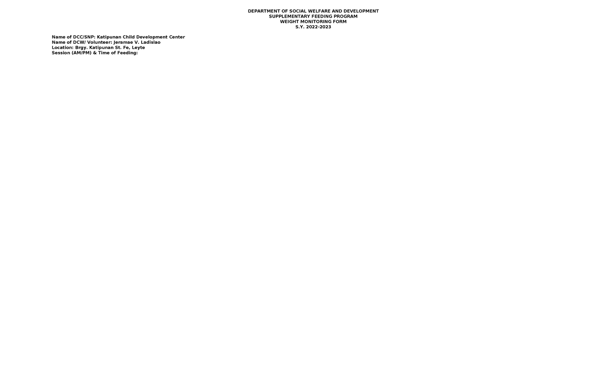 New-forms - Reports on Feeding Program - DEPARTMENT OF SOCIAL WELFARE ...