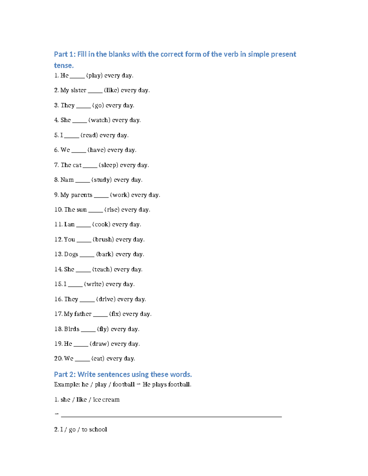 Simple Present Tense Assignment (Final) - Studocu
