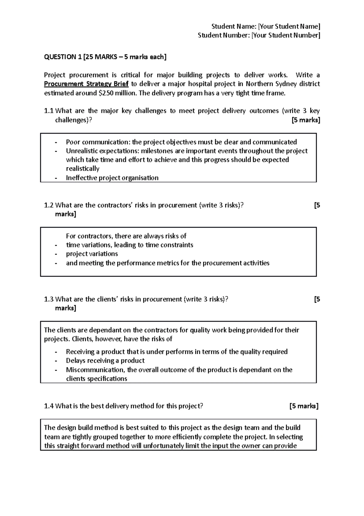 Construction Project Management - .SCHOOL OF Engineering, Design, and ...