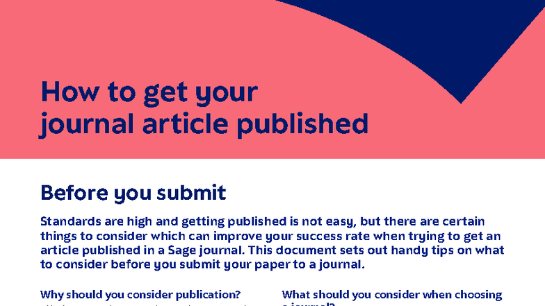 Guide to Getting Published: Pre-Publication Tips and Standards - Studocu