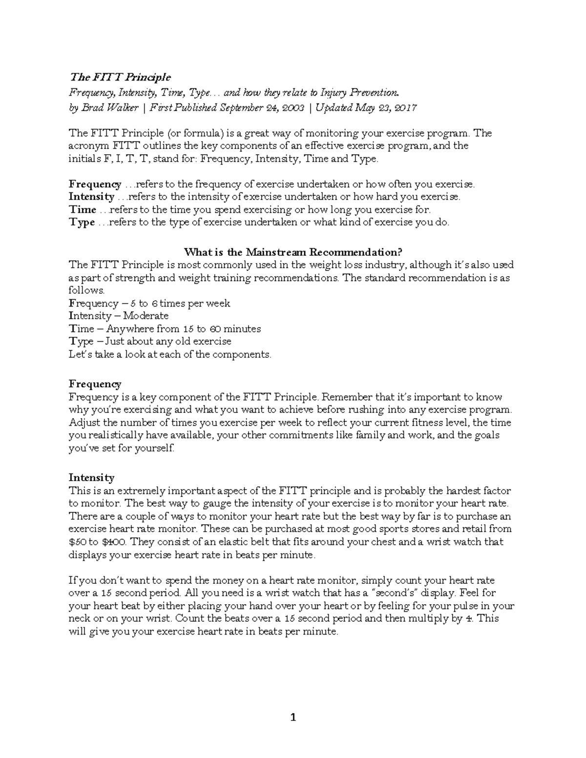 Understanding the FITT Principle for Effective Training (FIT101) - Studocu