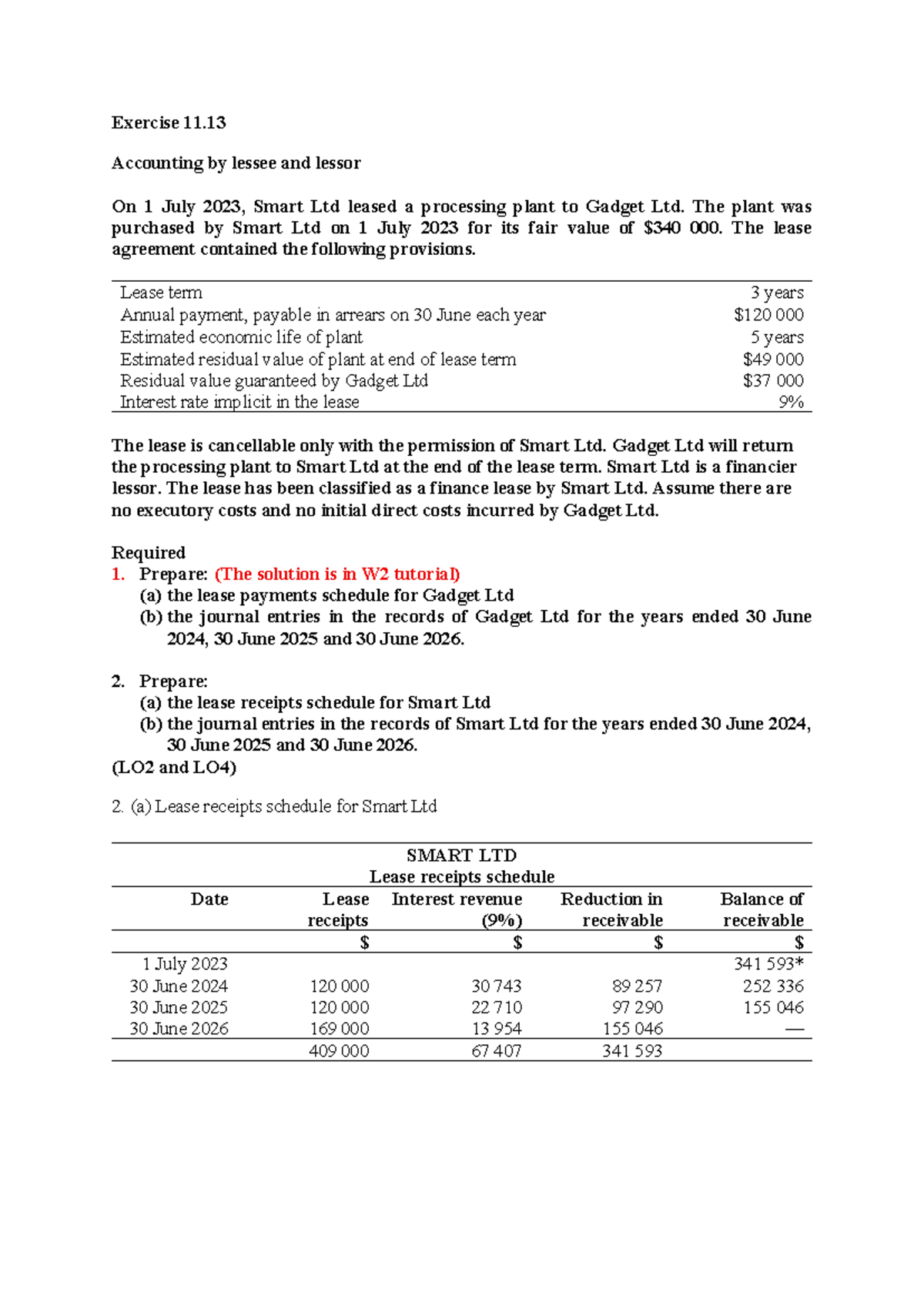 Workshop 3 - Solution: Accounting for Lessee and Lessor Transactions ...