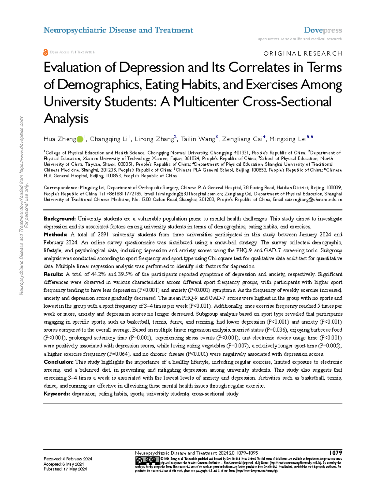 Evaluation of Depression and Lifestyle Factors Among University ...