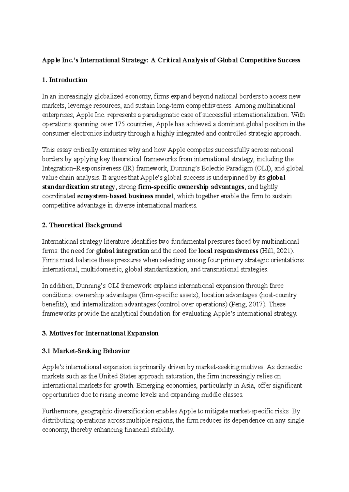 Apple Inc. International Strategy: A Critical Analysis of Global ...