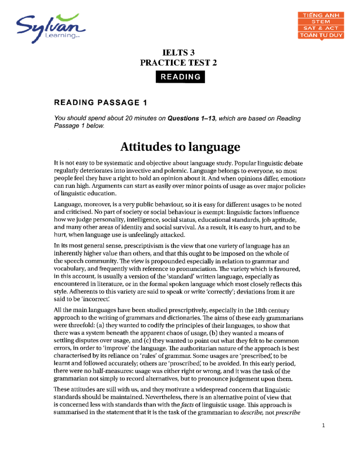 I 3 - Practice Test 2- Reading - Substitute English - IELTS PRACTICE ...