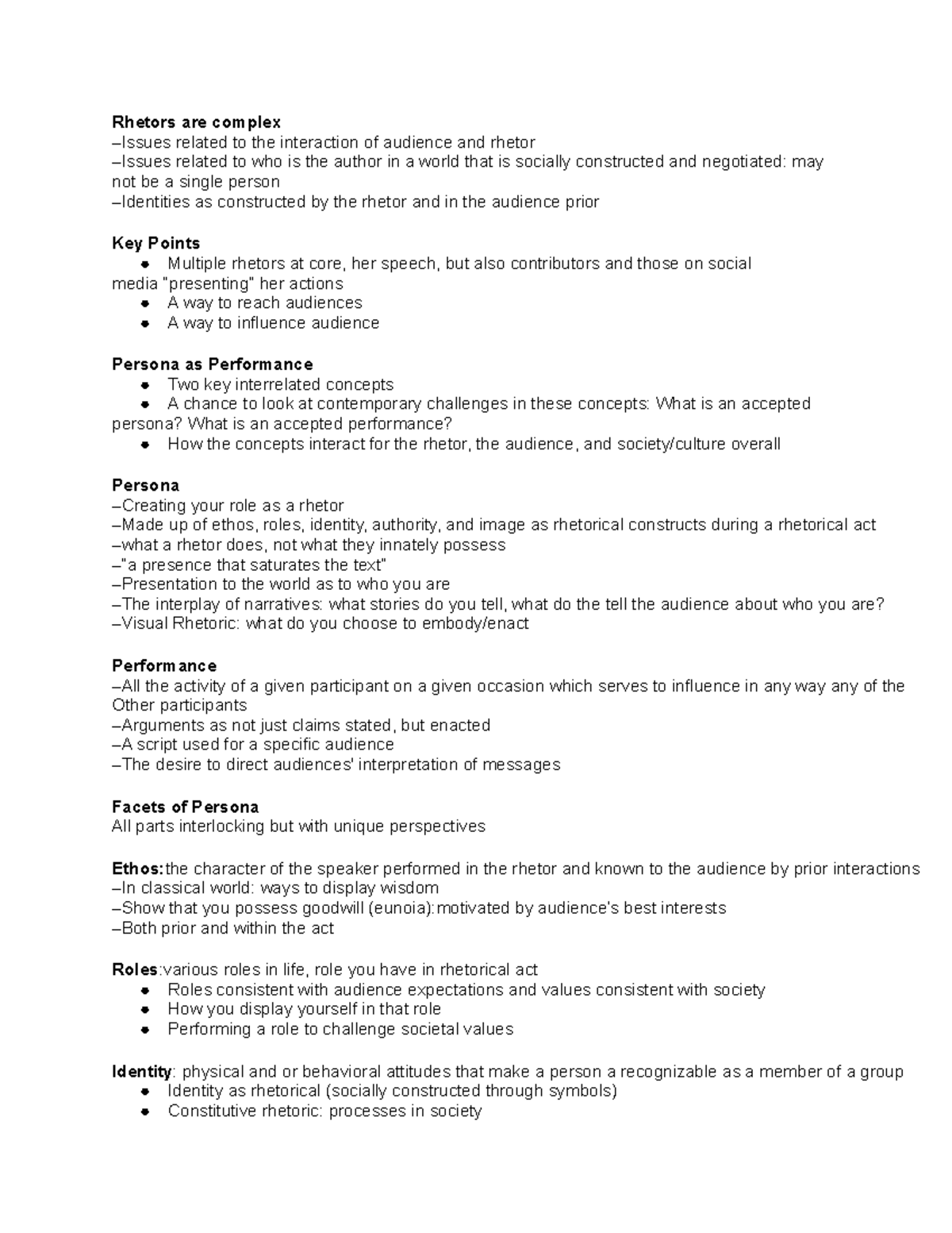Ch. 7 Notes on Rhetor - Rhetors are complex –Issues related to the ...