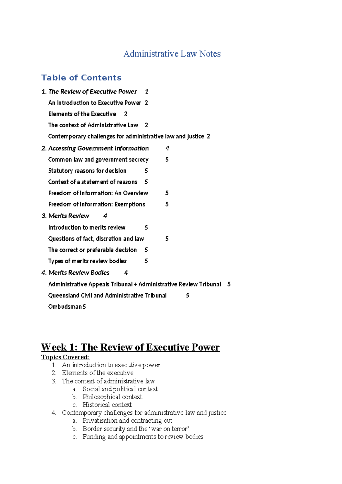 Administrative Law Notes: Key Concepts and Case Studies - Studocu