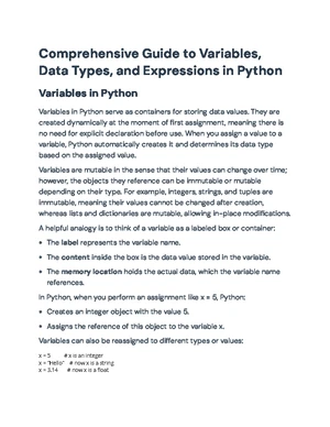 Python Programming - Study Notes & Assignments - Studocu