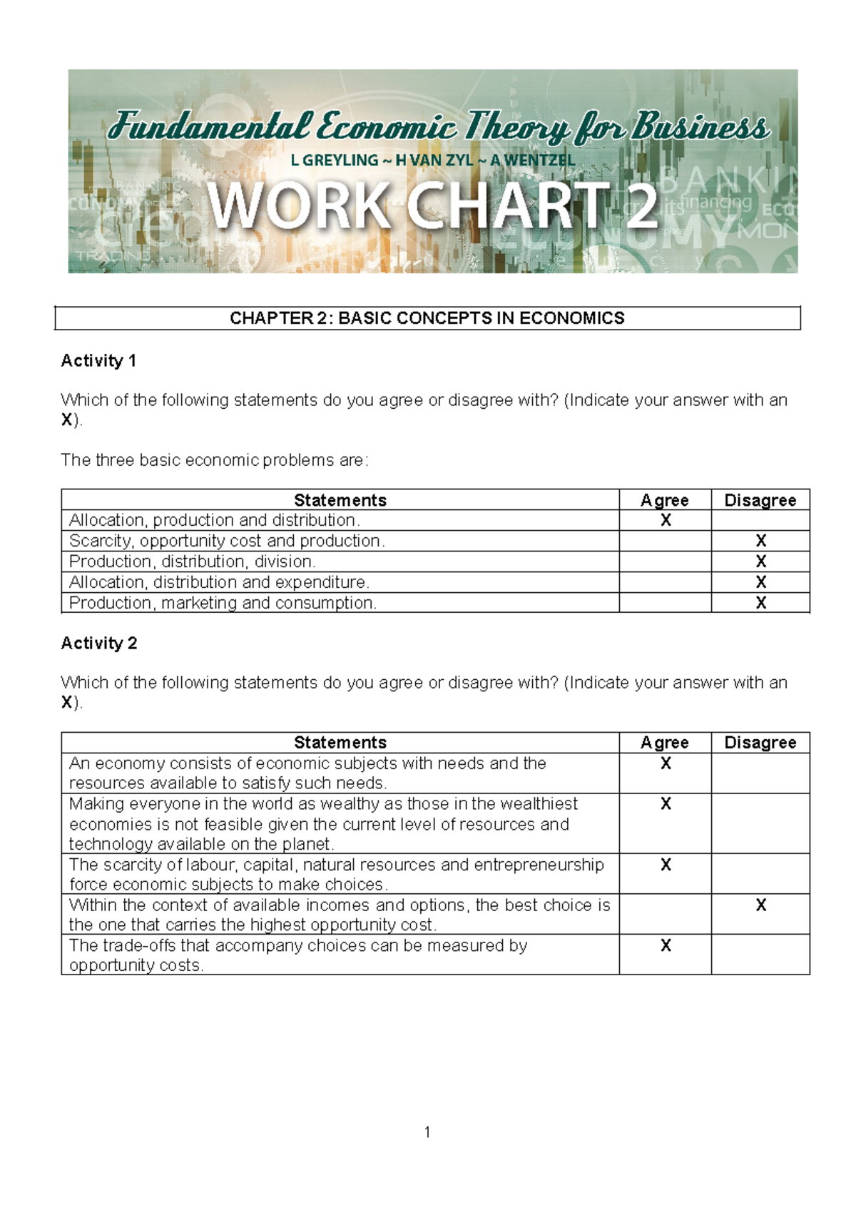 ECO101: Chapter 2 - Basic Concepts in Economics Activities and Insights ...
