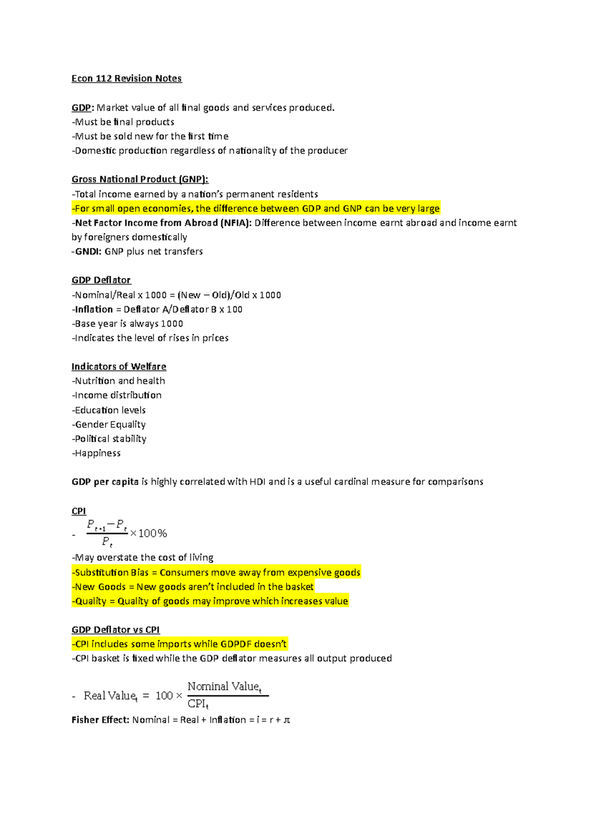 Econ 112 Final Exam Revision Notes: Key Concepts and Theories - Studocu