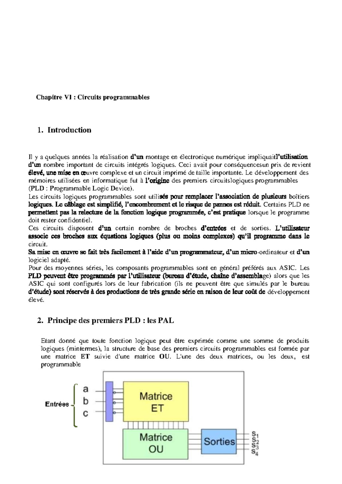 Chapitre VI - Circuits Programmables (PLD) et leur Classification - Studocu