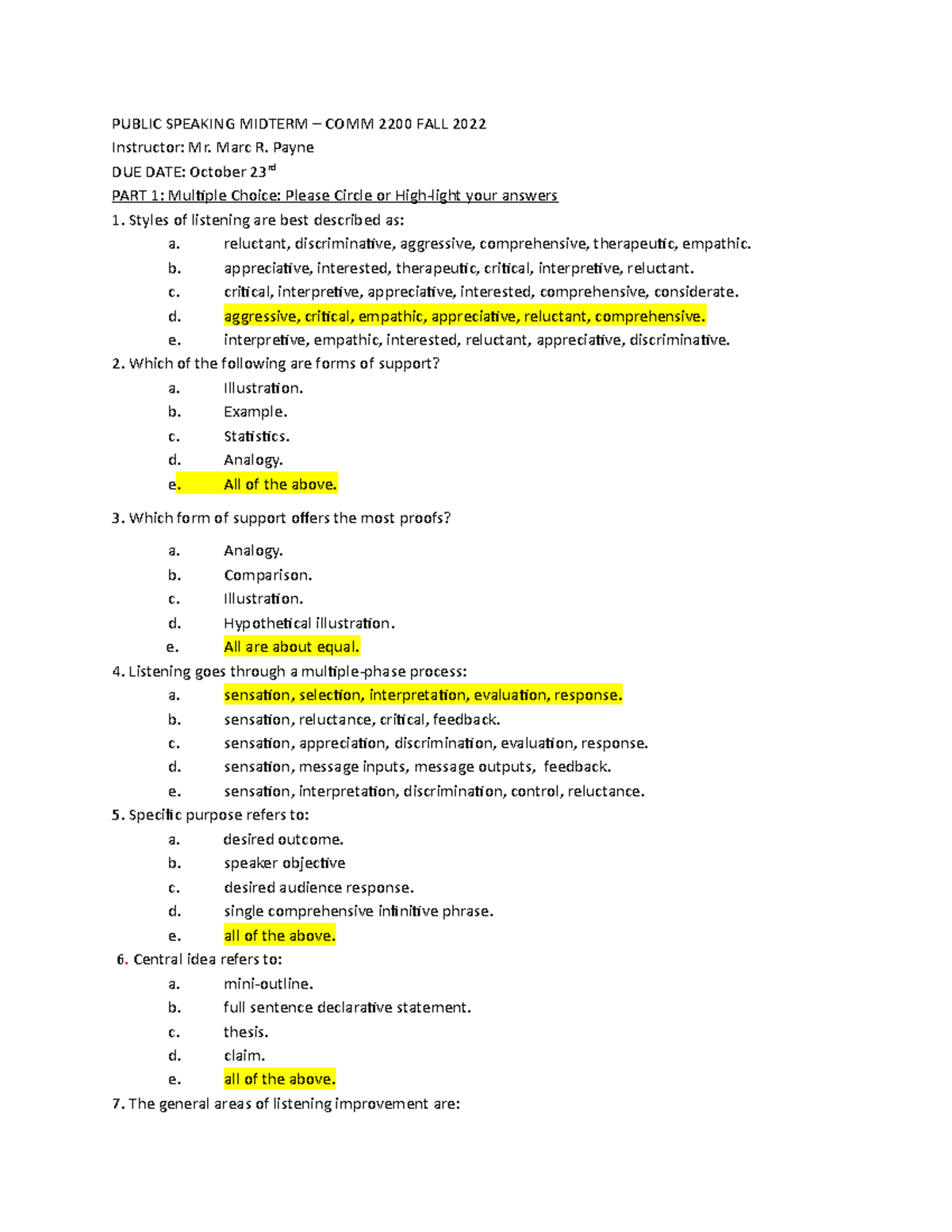 Public Speaking Midterm Exam Study Guide - COMM 2200 FALL 2022 - Studocu