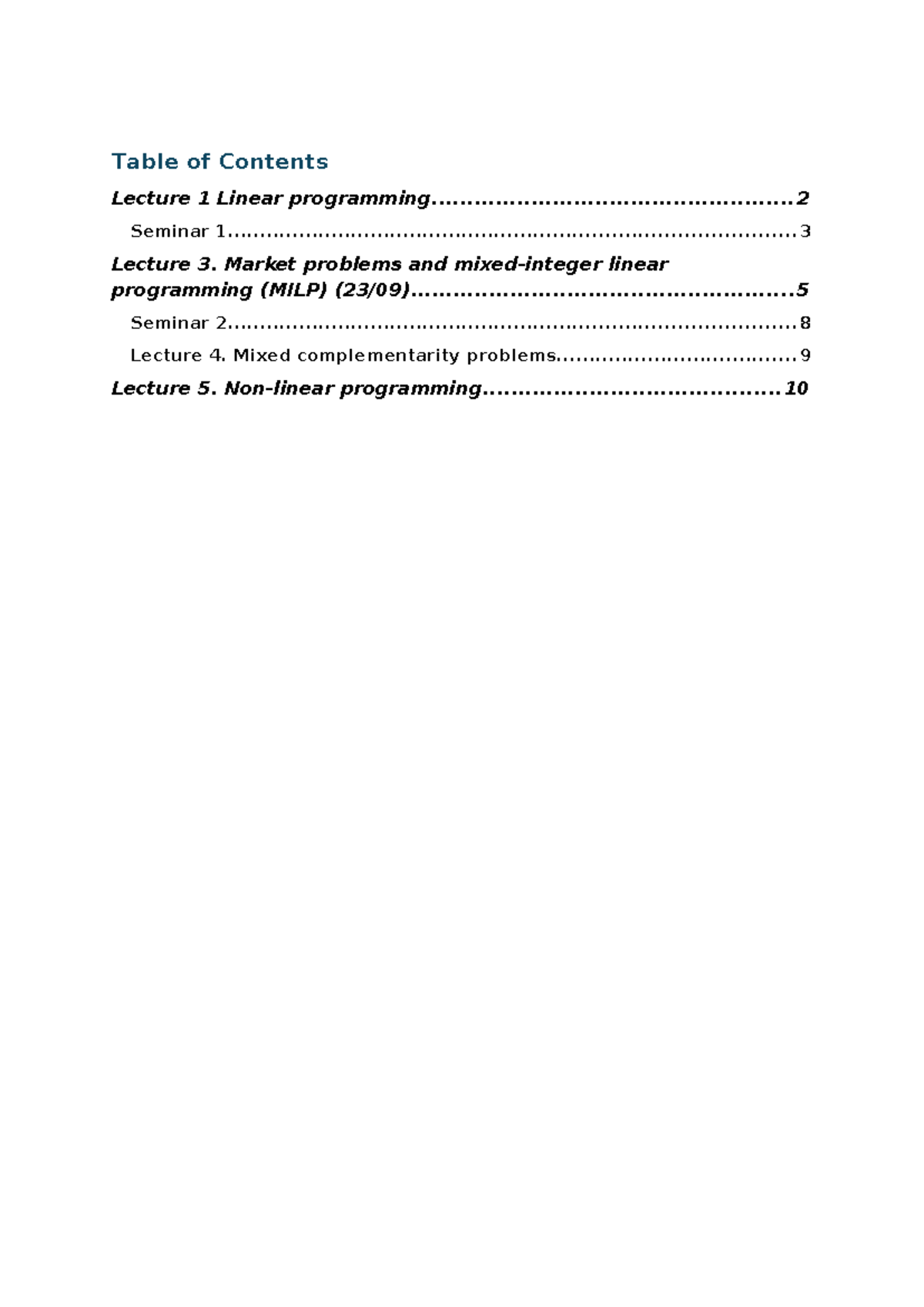 Engineering Optimization Notes - Topics & Seminar Overview - Studeersnel