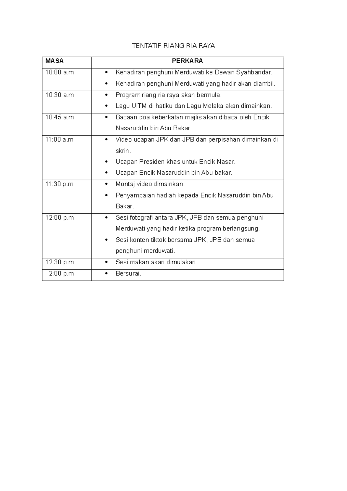 Tentatif riang raya (merduwati) - TENTATIF RIANG RIA RAYA MASA PERKARA ...