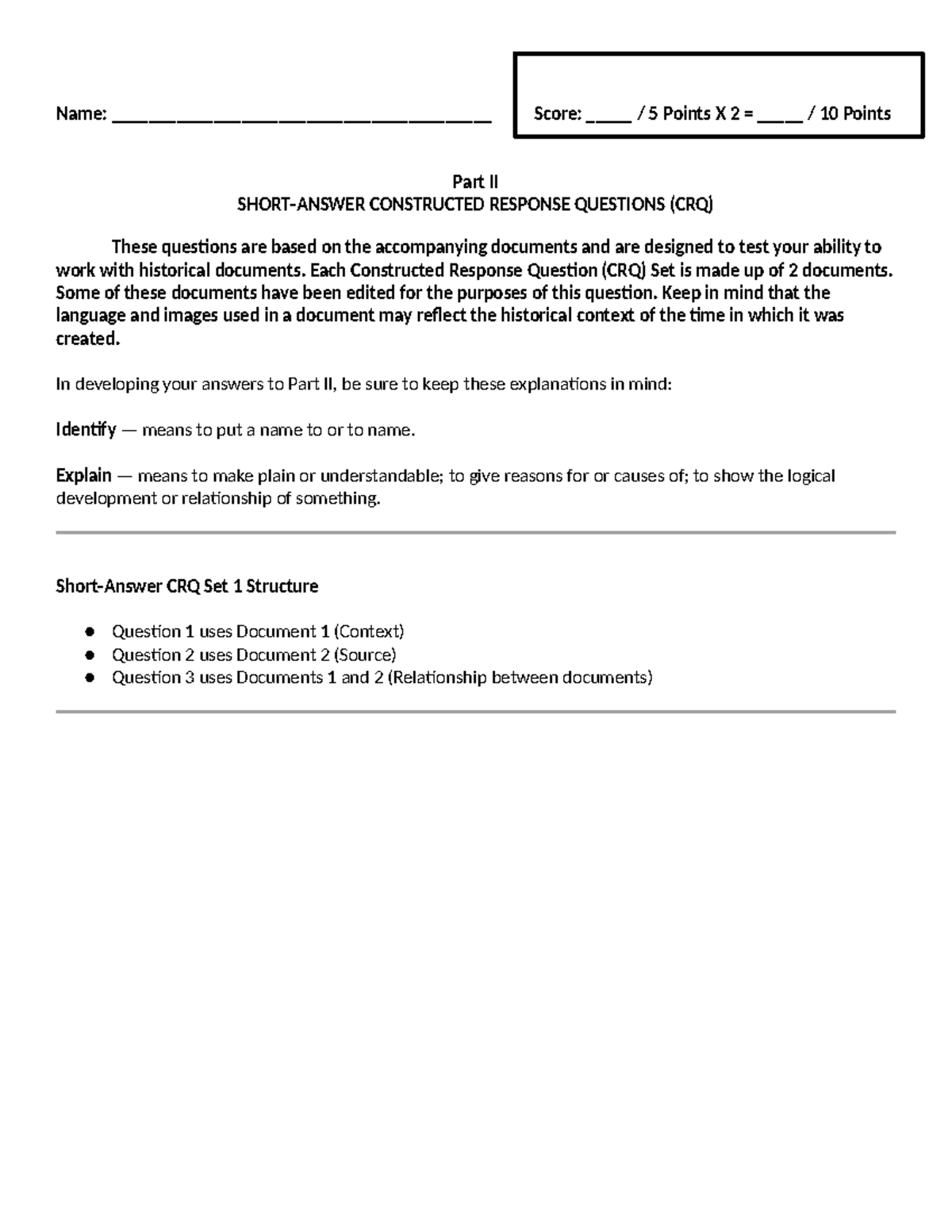 Cold War CRQ - just some notes - Name ...