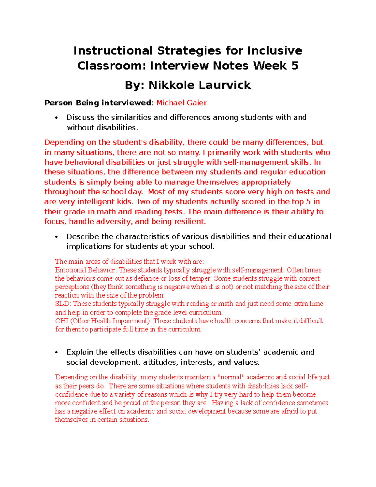 Inclusive Classroom Strategies: Interview Notes with Michael Gaier ...