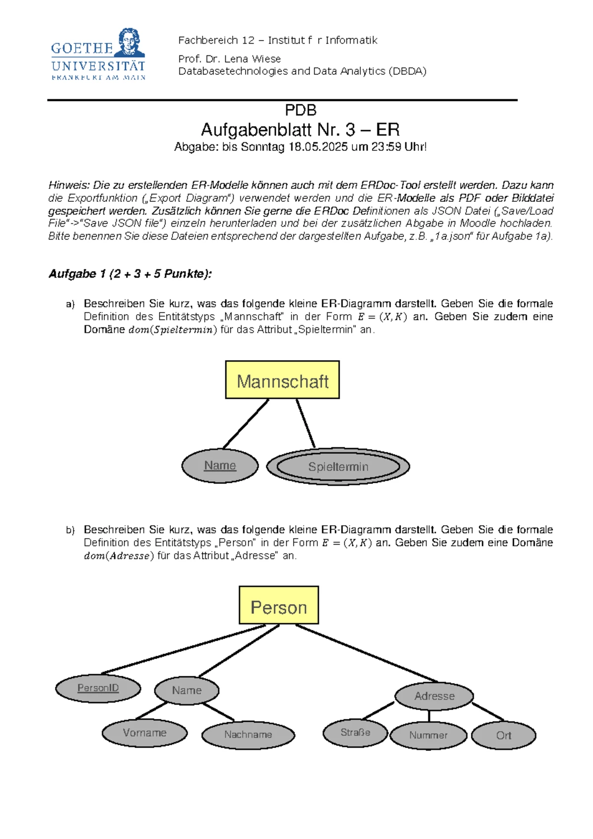 DBDA Aufgabenblatt Nr. 5: Normalformen und Transitive Abhängigkeiten ...